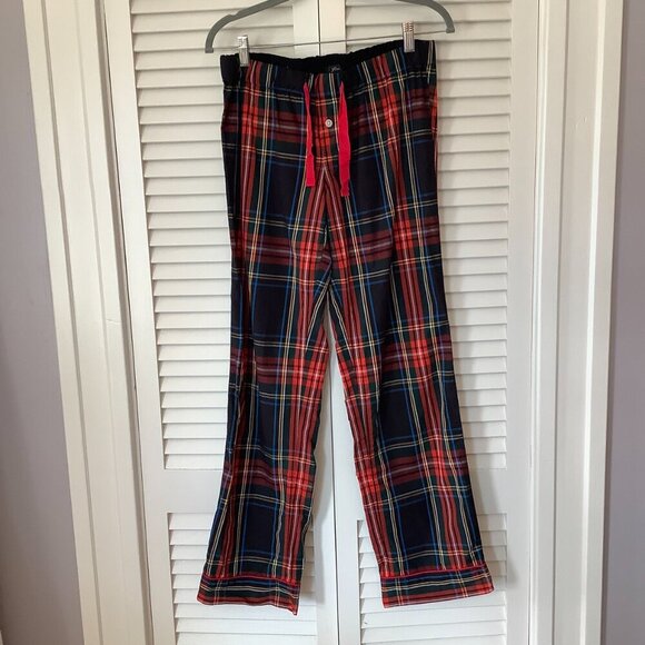 J. Crew women's pajama set shirt long pants XS buttonup plaid red black holiday - Picture 9 of 15